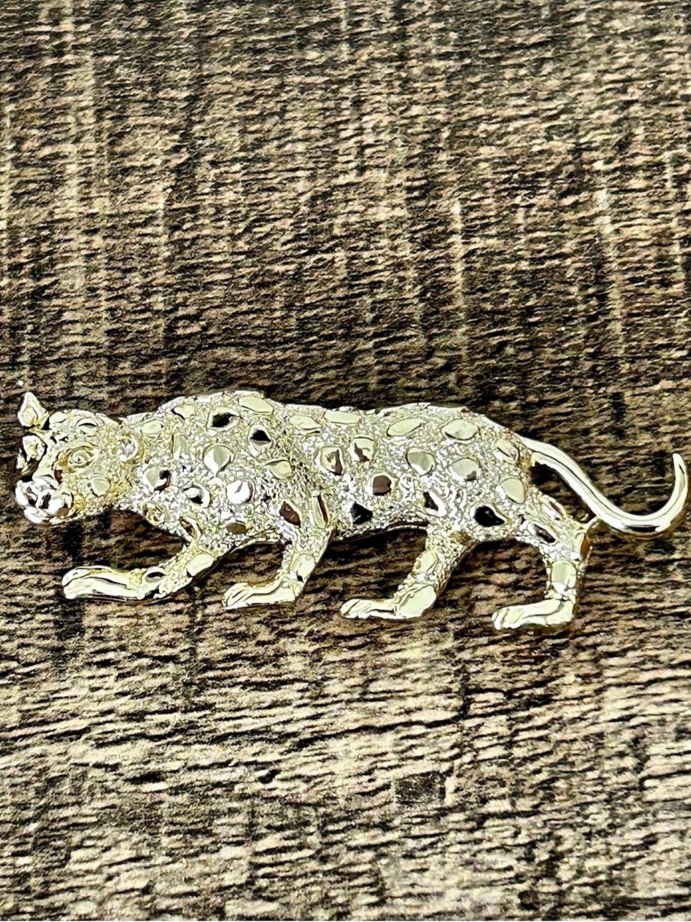 Gerry's Gold Tone Nugget Style Leopard Panther Brooch